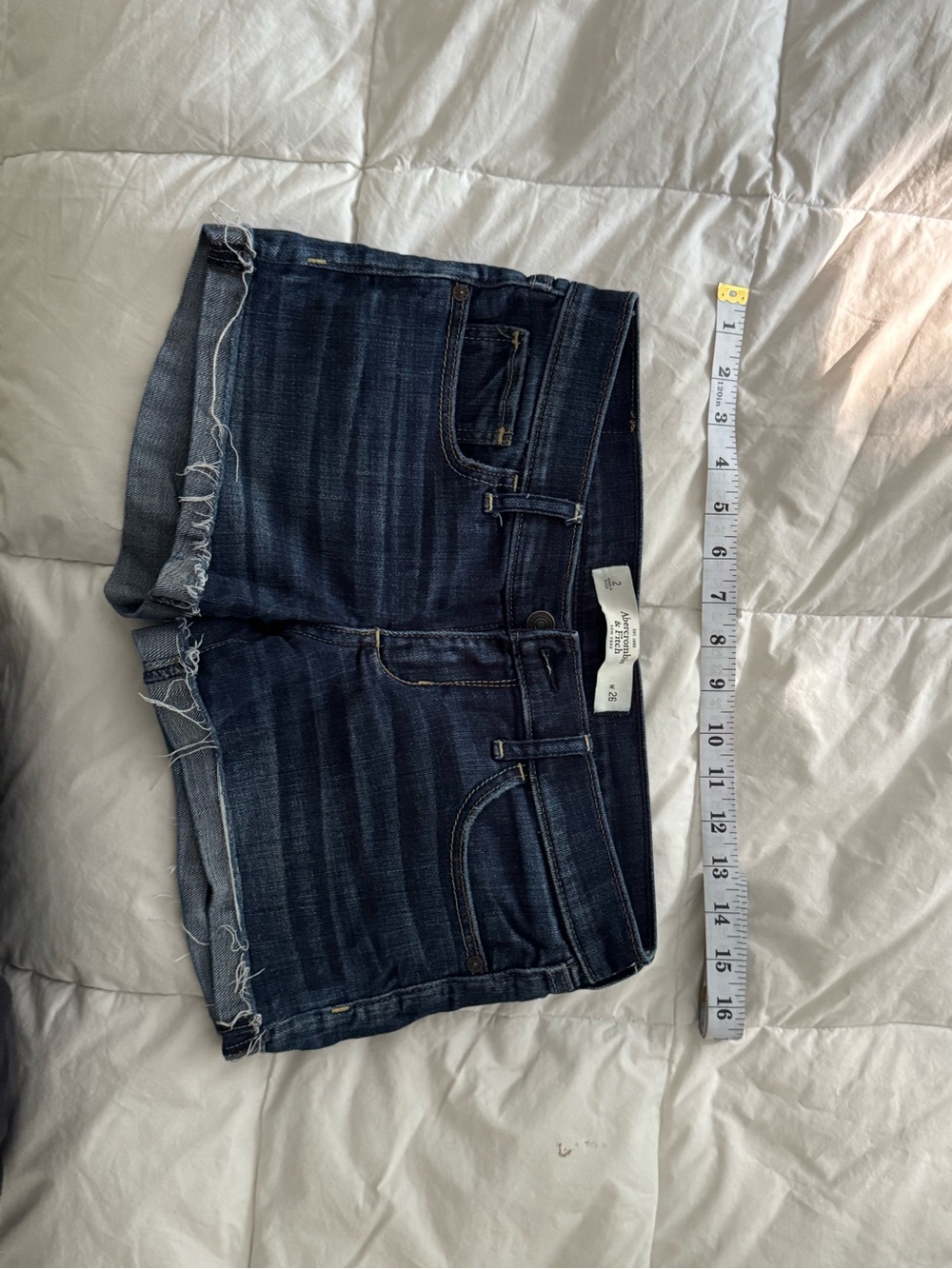Abercrombie & Fitch Dark to medium Indigo low rise shorts